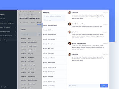 Property Management - Chat admin chat clean dashboard message minimal modern property ui ux web app website