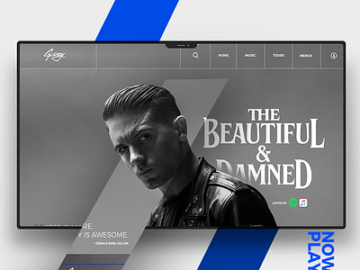 E-Easy Peasy dot com black dark design grey minimal music player portfolio ui uiux ux webdesign