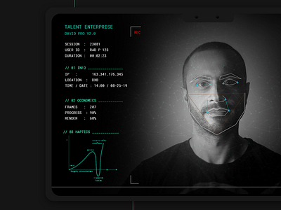 RealTime Face Recognition dark minimal sci fi ui userinterface