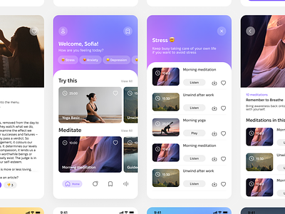 Yoga & Meditation Mobile App application figma health ios meditation minimalistic mobile app ui ux wellness yoga