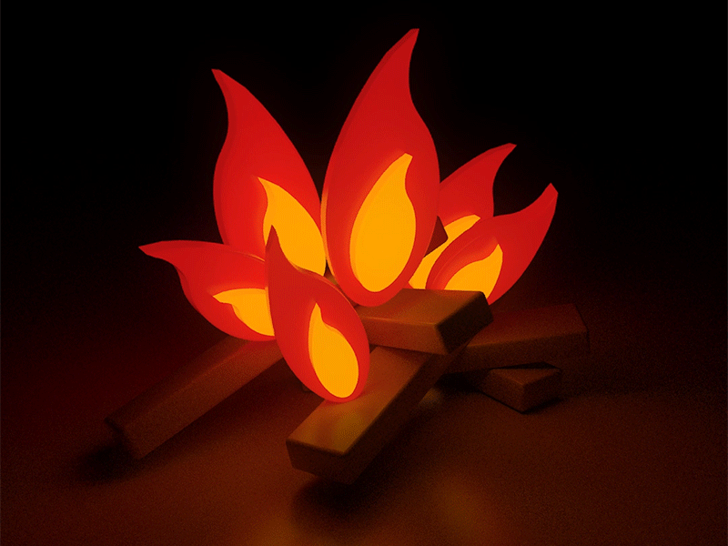 Camp fire loop 3d animation c4d design fire gif illustration loop motion red