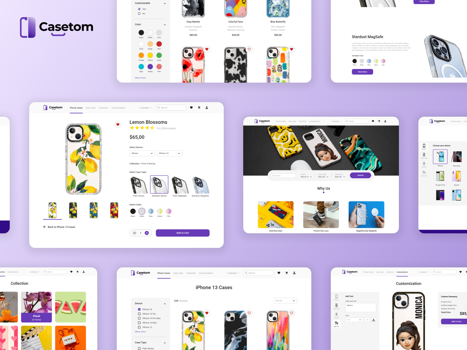 Casetom Custom phone case website by Monica Dessy Amanda on Dribbble