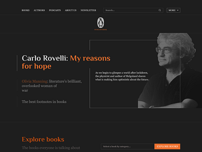 Penguin Books home page banner book colors creative dark design figma grid gridsite header list typography webdesign website