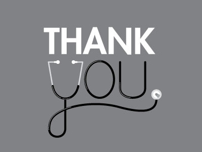 Thank You Card lettering medical stethoscope thank you