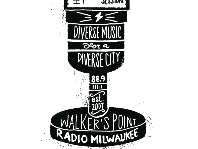 Microphone black and white hand letter illustration microphone milwaukee radio