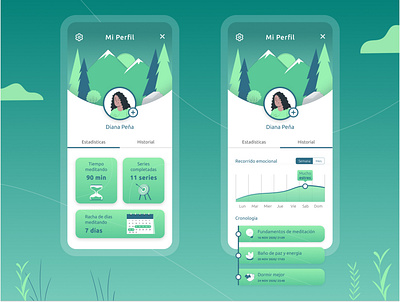 User profile app beginner daily ui design figma green meditation meditation app mobile mobile design productdesign profile ui ux