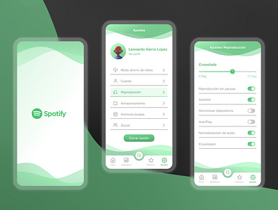 App settings 2020 app beginner daily ui dailyui design design app figma green mobile mobile app mobile design mobile ui music music player product design settings spotify ux waves