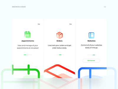 Onboarding Screens for an appointment App android app clean flat minimal type typography ui ux web
