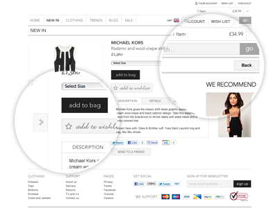 Product detail e commerce web design website