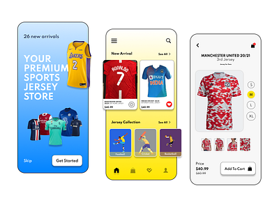 Clothing(Sports_Jersey) E-Commerce App branding clothingapp dailyui design ecommerceapp figma footballjersey graphic design illustration minimal mobileui sportsjersey ui uidesign uiux