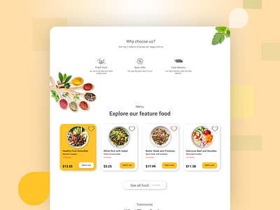 Webpage on FOOD app branding design food food and drink graphic design illustration logo ui ux vector web design