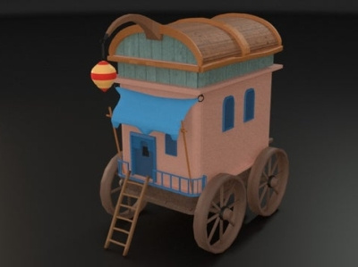 Medieval Caravan 3d 3dart blender blender3d bright colors caravan cute art gameart lowpoly3d lowpolyart medieval vehicle