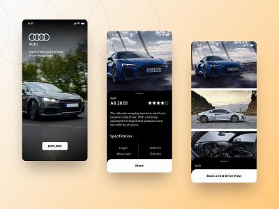 Audi App Concept android app app audi behance branding cars colors design dribbble illustration ios app minimal product typography ui ui design uiux ux uxdesign uxui