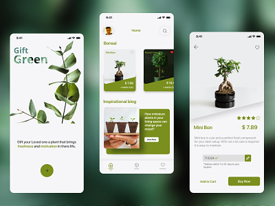 Plant Gifting App app behance clean colors design dribbble green illustration ios app minimal modern onboarding plants product shopping app typography ui uidesign ux uxdesign