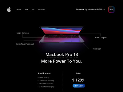 M1 Macbook Pro Landing page Concept android app apple apple sillicon behance clean ui colors design dribbble illustration ios macbook minimal modern typography ui ux uxdesign web webdesign