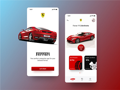 Ferrari Companion App Concept android app automotive behance best shot car colors companion app design dribbble ferrari ios app minimal onboarding typography ui uidesign uidesigner uiux ux uxdesign