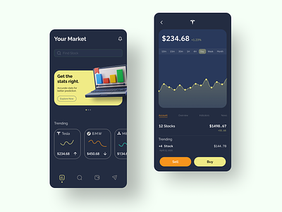 Stock Market App Concept android app app branding colors design dribbble finance finance app fintech fintech app illustration ios app logo minimal sell stock stock market ui ux ux design