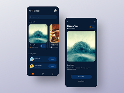 NFT Shop App Concept android app app branding colors dark mode design dribbble illustration ios app logo minimal nft nft app nft app design nft store ui ui design user experience ux ux design