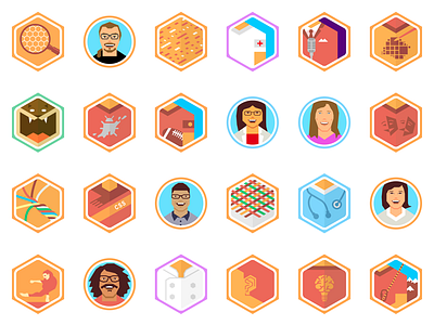 Mozilla: Project Discover, Badge Visuals badges clean education illustration mozilla discover vector