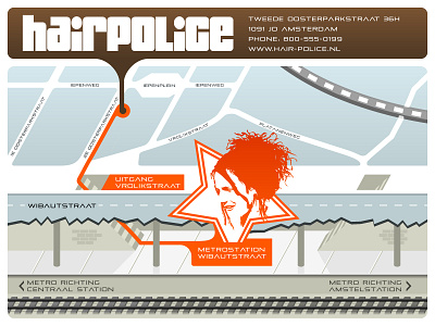 Route map Hair Police cartography illustration route map
