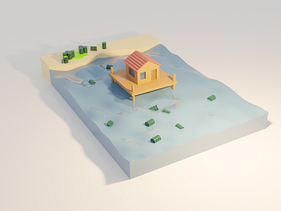 Low Poly Water Study 3d 3d beach blender blender 2.8 blender 3d digital art low poly lowpoly poison water