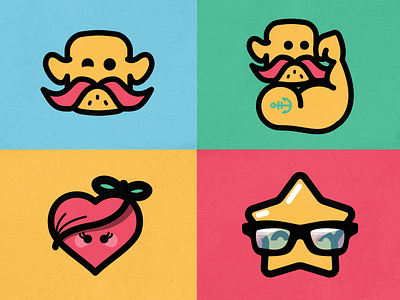 Mascot - Flat characters cartoon character color flat heart illustration mustache power star vector