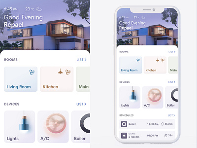 Smart Home App - Dashboard app button control dashboad icons illustration interface mobile neumorphic smart home ui ux ux design visual design