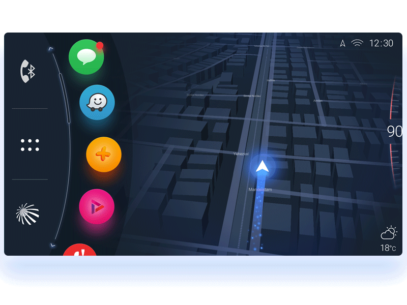 Car Interface for new project car app mph wheel dark glow map dashboard interface ux ui app car