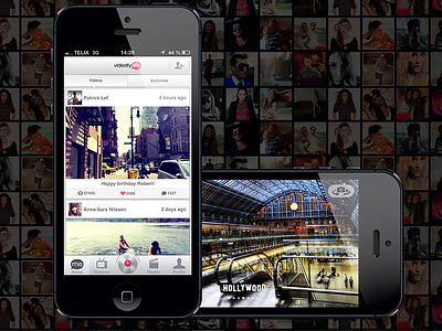VideofyMe App app dark gray ios iphone iphone5 light pink startup ui ux video videofyme white