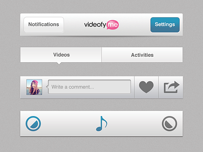 VideofyMe UI Parts app button buttons comment fade ios like music navbar note notifications parts settings share startup ui uisegmentedcontrol video videofyme
