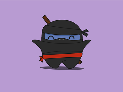 Ninja belt cartoon character chubby cute drawing happy illustration mask ninja vector wand