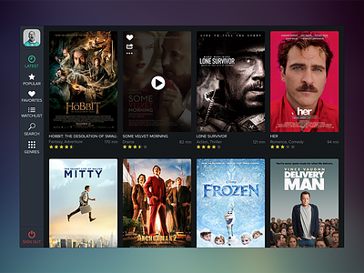 Movee Concept app concept icons interface latest movie play rating steaming ui video