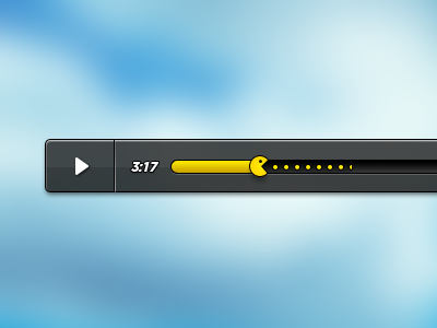 Pacplayer media player ui ux pacman video yellow white black gray layer shape play progress videoplayer