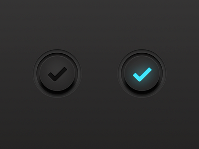 Dark UI Button black button check cyan dark glow gray ui user interface