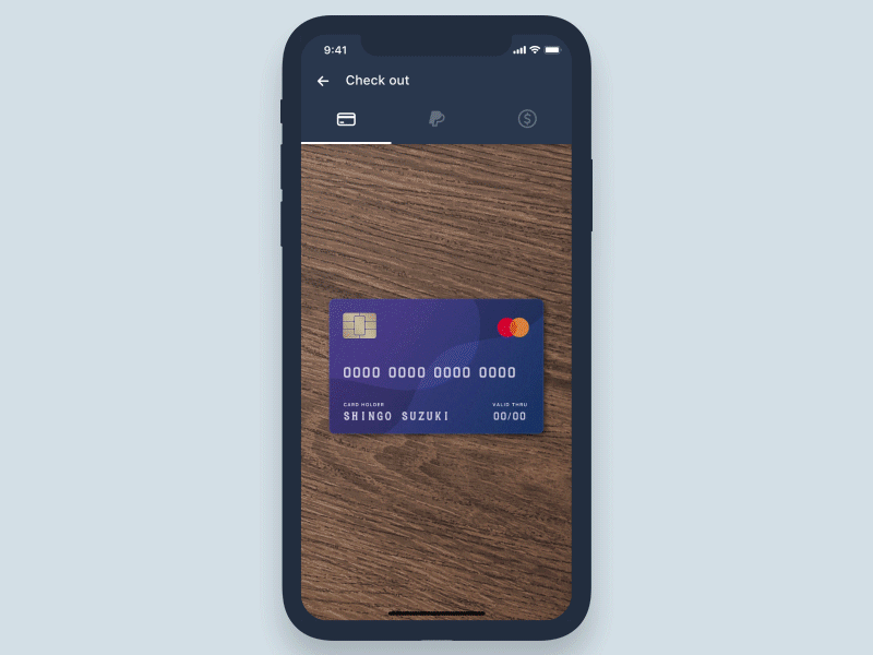 Credit Card Checkout Concept / Adobe XD Auto-animate