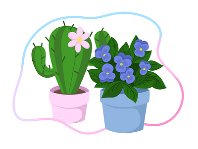 Beautiful colours in pot beautiful cactus children design flower flowers illustration pot sketch violet