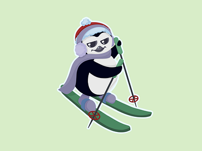 New year's penguin on skis
