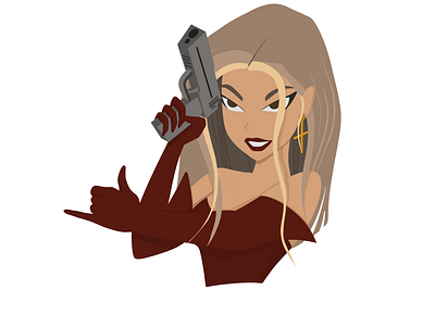Secret agent with a gun agent design fatal woman gun illustration red secret sketch woman
