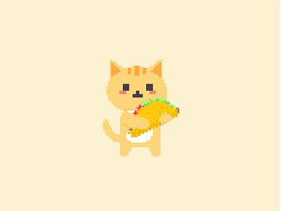 taco cat cat cute flat flat design icon illustration pixel pixel art taco