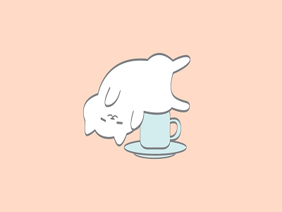 what are you doing cat coffee cute flat fun illustration pastel