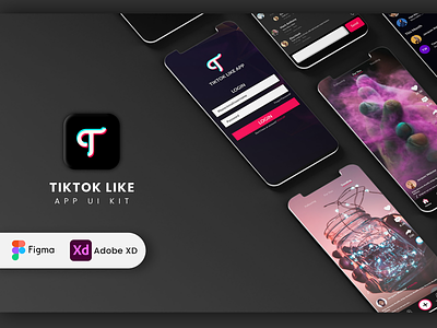 Tiktok Like App Ui Kit app application branding design graphic design illustration logo minimal tiktok typography ui ux vector