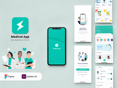 Medical / Doctor App Ui kit adobexd app branding design doctor figma graphic design illustration logo medicine minimal photoshop screen screens typography ui ux vector xd