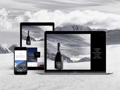 Dom Pérignon Lodge champagne design landing page design luxury brand responsive design ski snow ui web