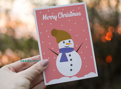 Cute Snowman Christmas Card branding card christmas christmas card cute design flat graphic design greeting card illustration illustrator logo new year printable printable card snowman ui ux vector web