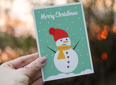 Cute Snowman Christmas Card in green 3d animation branding card cartoon christmas greeting card design gift graphic design greeting card greeting cart illustration illustrator logo motion graphics present ui ux vector web