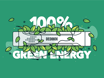 Dedibox 100% green energy dedibox energy green illustration leaf vector