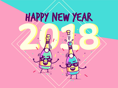 HNY 2018 2018 fun happy illustration new vector year