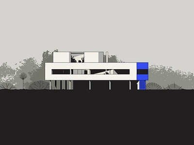 Villa Savoye architecture art building france illustration le corbusier modernism villa savoye