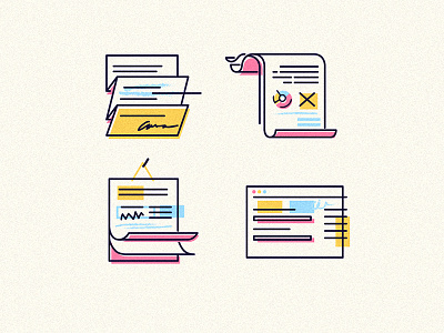 Paper work icon set