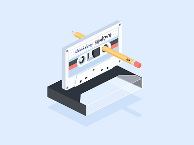 Casette casette illustration iso isometric mariah carey pencil retro sepultura tape